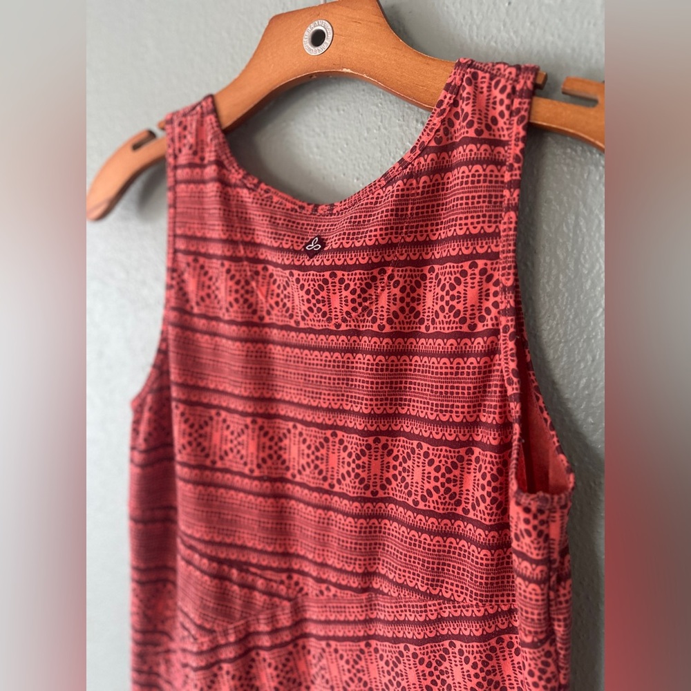 prAna Amelie tribal geometric pattern Tank Dress | coral/raisin S - Picture 7 of 11